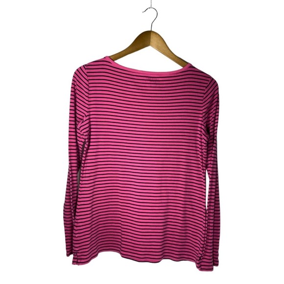 Talbots Women's M Pink Blue Stripes Round Neck Blouse Top - Picture 2 of 5